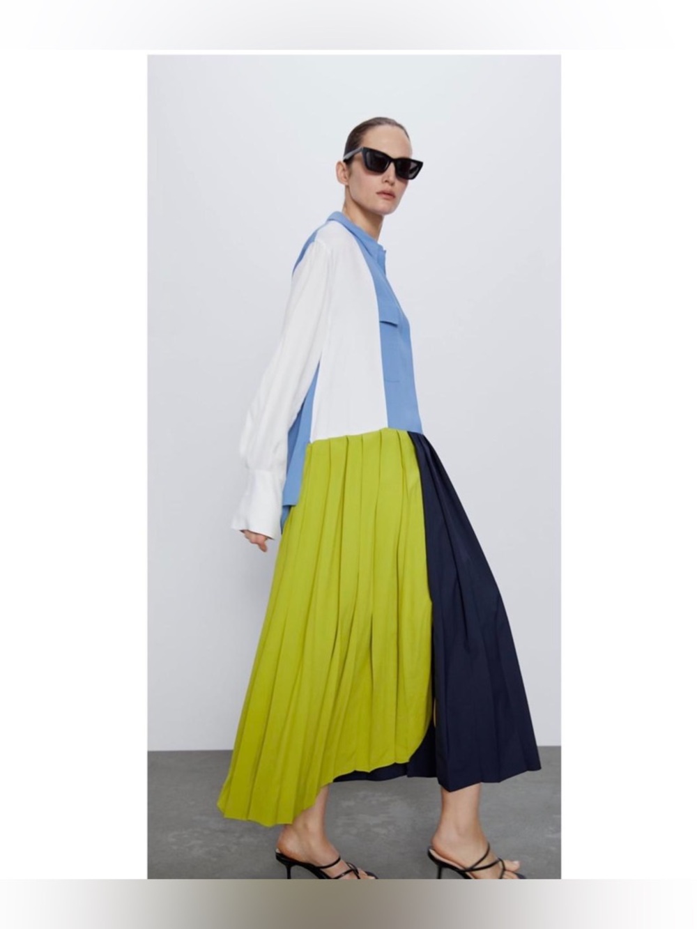 Zara Pleated Patchwork Dress